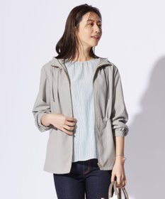 J.PRESS LADIES L 【洗える】80/1スパンタイプライター フーデッド アウター