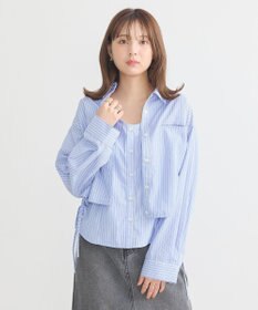 earth music&ecology Ｓｅｔ２点　ドロストショートシャツ＋キャミブラウス