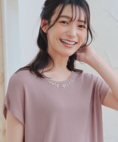 Tiaclasse L 【洗える】ビジュー付きフレンチニット