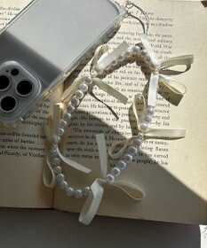 WEGO リボンパールストラップキーホルダー