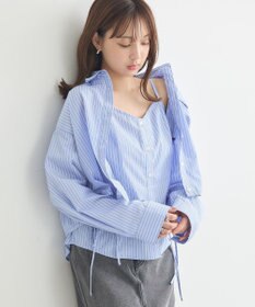 earth music&ecology Ｓｅｔ２点　ドロストショートシャツ＋キャミブラウス