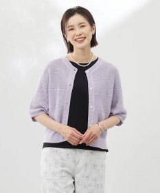 J.PRESS LADIES L 【洗える】PATTERN MESH ドルマンスリーブ カーディガン