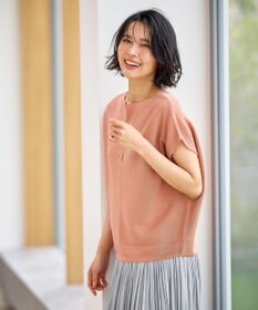 ANY 【洗濯機可/アンチピリング/UVカット】アクリルガーターフレンチスリーブニット