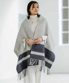 ICB 【リバーシブル可】アイレット 大判ストール トープ×チャコール