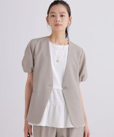 組曲 【WEB限定】エアフロードライクロス タックパフスリーブ ジャケット グレージュ系