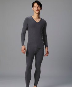 WACOAL MEN インナー メンズ 発熱インナー【エクス（R）】 吸湿発熱繊維 保温性 消臭性（汗臭・加齢臭） ストレッチ素材 深めVネック 8分袖 GL6221 /ブロス