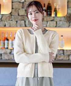 Tiaclasse L 【洗える】ダブルジップリブ編みカーディガン