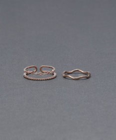 Phoebe フェミニンプレイスドビジューセットリング　ローズゴールド