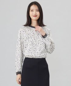 J.PRESS LADIES L 【洗える】スパンウェーブフラワープリント ブラウス