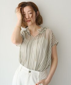 YECCA VECCA ギャザーリボンブラウス