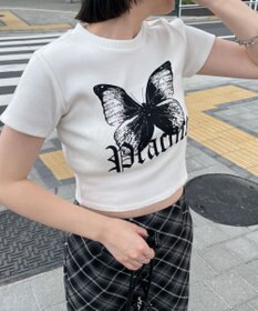 WEGO バタフライプリントリブT