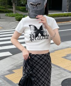 WEGO バタフライプリントリブT