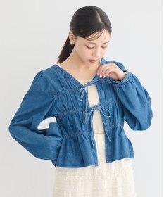 earth music&ecology デニムリボンシャツ