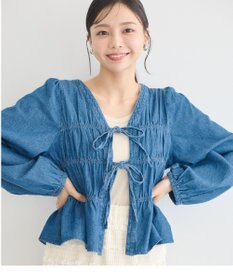 earth music&ecology デニムリボンシャツ