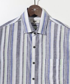 JOSEPH ABBOUD 【麻100％・軽い・涼しい】 モイスチャーリネンストライプシャツ