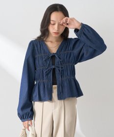 earth music&ecology デニムリボンシャツ