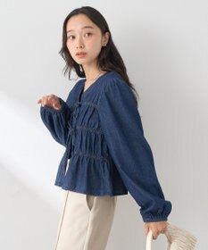 earth music&ecology デニムリボンシャツ