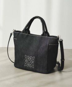 russet 【刺繍モノグラム】デニム2WAYトートバッグ(CE-1772)