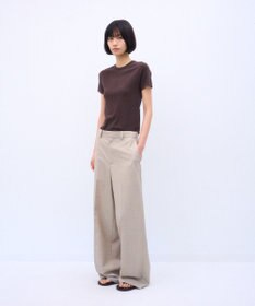 ATON WOOL SILK TWILL | タックレスワイドパンツ