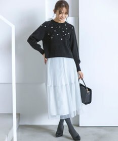 組曲 【WEB限定】モヘヤブレンド ビジューライク刺繍ニット