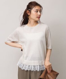 UNFILO レースドッキングニット クルーネック グレージュ