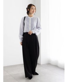 Te chichi フロントフリルバイカラーブラウス