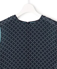 ICB 【WEB限定】サテンオーガンプリント ノースリーブワンピース