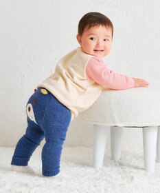 MIKI HOUSE HOT BISCUITS 【70-100cm】 シュクリーム素材 顔ドン あったかベビースパッツ