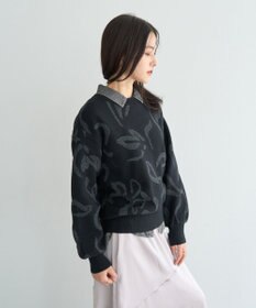 YECCA VECCA アート柄ふくれジャガードニット