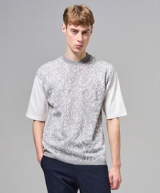 JOSEPH HOMME オリエンタルジャガードニットブロック　クルーネック半袖カットソー