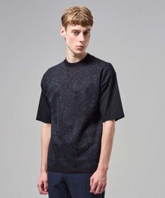 JOSEPH HOMME オリエンタルジャガードニットブロック　クルーネック半袖カットソー