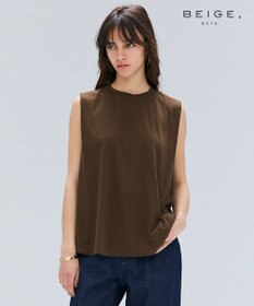 BEIGE， 【BEIGE,ecru/WEB限定・洗える】FINE DRY TOUCH / ねじりデザインコットンノースリーブトップス
