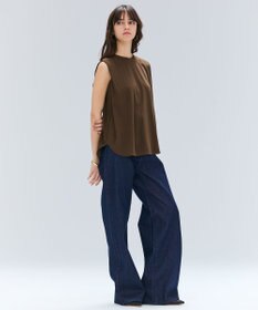 BEIGE， 【BEIGE,ecru/WEB限定・洗える】FINE DRY TOUCH / ねじりデザインコットンノースリーブトップス