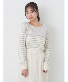 earth music&ecology レースボーダーニットプルオーバー