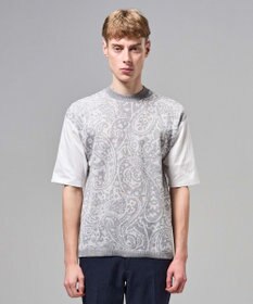 JOSEPH HOMME オリエンタルジャガードニットブロック　クルーネック半袖カットソー