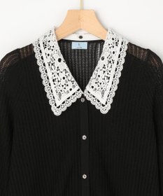 組曲 【先行予約・WEB限定】レーシーニット レース襟付き カーディガン