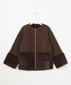 ANY SIS S フェイクファーコンビキルティング アウター