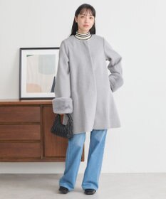 earth music&ecology ファーカフスノーカラーコート