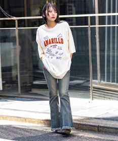 WEGO 【速乾/ひんやり/ユニセックス着用ITEM】接触冷感フロッキープリントグラフィックT（SS）