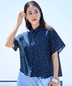 自由区 【WEB&一部店舗限定・サラリ触感】コットンサッカープリント シャツ