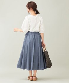 ANY 【ウエストゴム】シャンブレーライク スカート