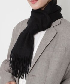 MOONBAT FURLA(フルラ）カシミヤ100％ 無地 マフラー ロゴ刺繍 手洗いOK