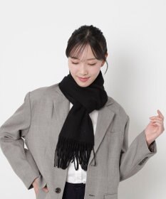 MOONBAT FURLA(フルラ）カシミヤ100％ 無地 マフラー ロゴ刺繍 手洗いOK