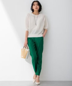 23区 【洗える】リネンレーヨンストレッチ テーパードパンツ
