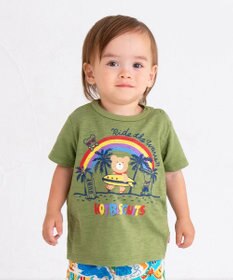 MIKI HOUSE HOT BISCUITS 【80-120cm】 サーフ柄 スラブ天竺 半袖Tシャツ