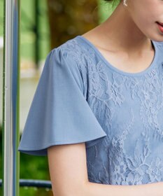 Tiaclasse 【洗える】フレアスリーブレースコンビワンピース