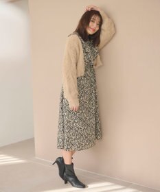 Feroux 【洗える】フラワープリントラッフル ワンピース