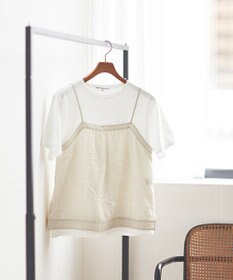 23区 シアーエンブロイダリー キャミソール コンビ Tシャツ