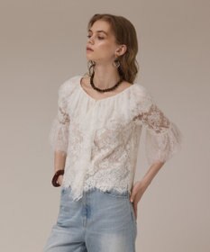 GRACE CONTINENTAL レースコンビフリルブラウス