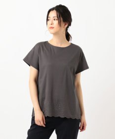 J.PRESS LADIES L 【UVケア・接触冷感】コンパクトコットンスムース 裾刺繍 カットソー